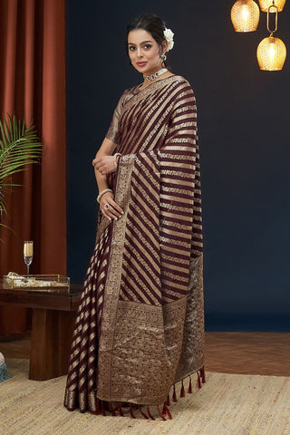 Maroon Pure Georgette Saree_Kumari Sarees