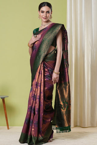 Maroon Banarasi Silk Saree_Kumari Sarees