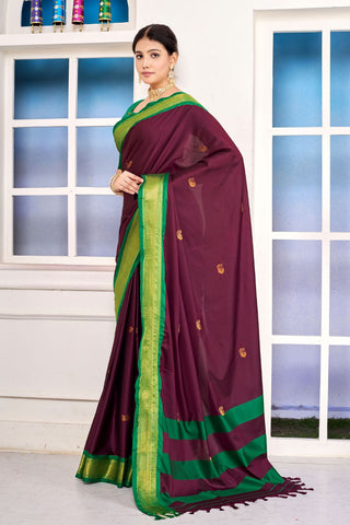 Maroon Paithni Cotton Silk Gold Weaving Border_Kumari Sarees