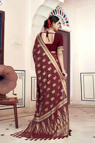Maroon Georgette Silk Saree _Kumari Sarees