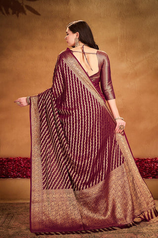 Maroon Georgette Silk Saree_Kumari Sarees