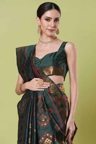 Maroon Banarasi Silk Saree_Kumari Sarees