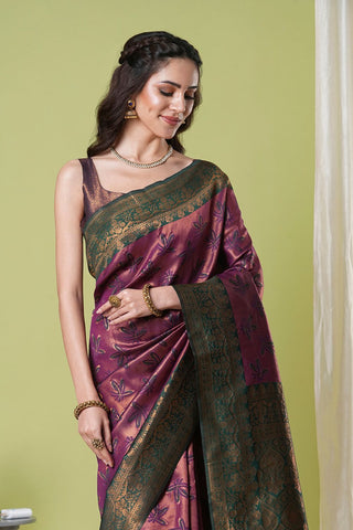 Maroon Banarasi Silk Saree_Kumari Sarees