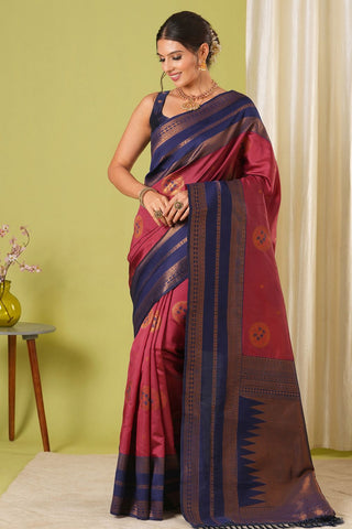 Maroon Banarasi Silk Saree_Kumari Sarees