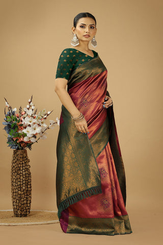Maroon Banarasi Silk Saree_Kumari Sarees
