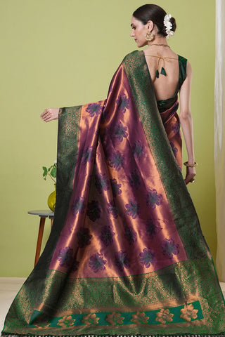Maroon Banarasi Silk Saree_Kumari Sarees