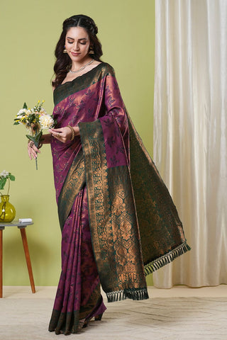 Maroon Banarasi Silk Saree_Kumari Sarees