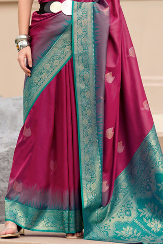 Maroon Soft SIlk Zari Weaving Saree