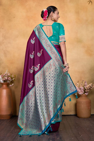 Maroon Banarasi Silk Saree Zari With Rich Pallu_Kumari Sarees