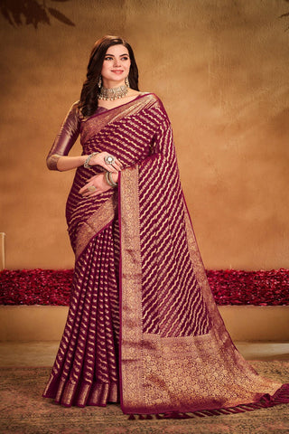 Maroon Georgette Silk Saree_Kumari Sarees