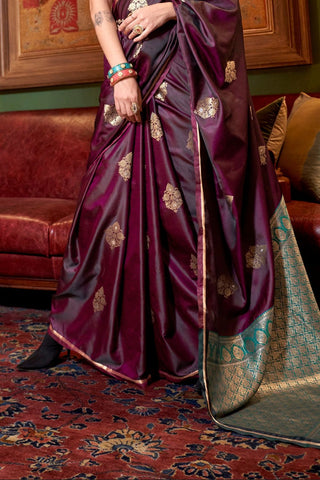 Maroon Two Tone Pure Satin Saree