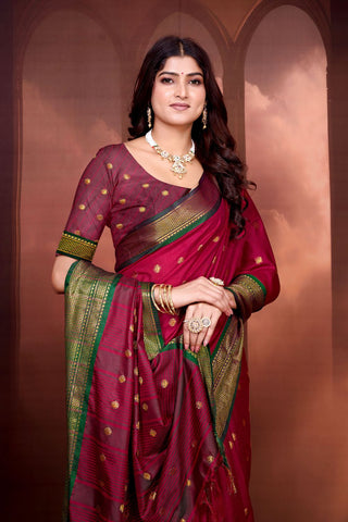 Maroon Pure Aura South Soft Silk Pattu Saree_Kumari Sarees