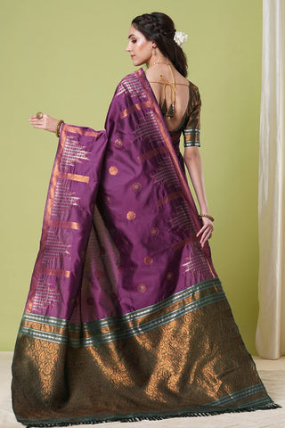 Maroon Banarasi Silk Saree_Kumari Sarees