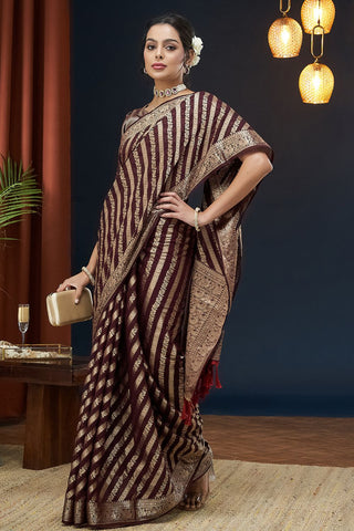 Maroon Pure Georgette Saree_Kumari Sarees