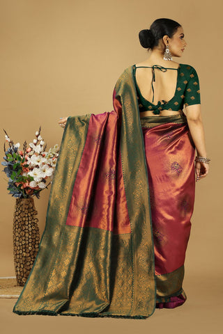 Maroon Banarasi Silk Saree_Kumari Sarees