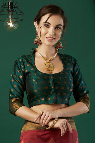 Maroon Banarasi Silk Saree_Kumari Sarees