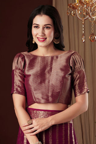 Maroon Pure Georgette with Gold Zari Work