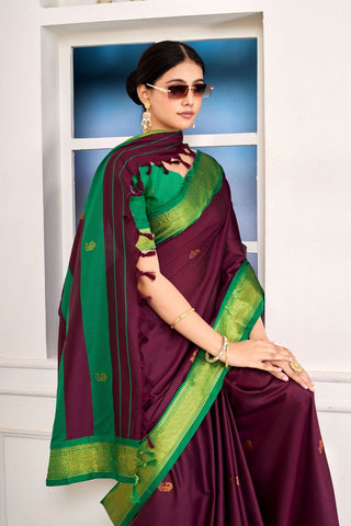 Maroon Paithni Cotton Silk Gold Weaving Border_Kumari Sarees