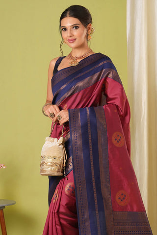 Maroon Banarasi Silk Saree_Kumari Sarees