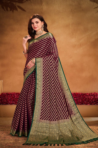 Maroon Pure Georgette Silk Saree_Kumari Sarees