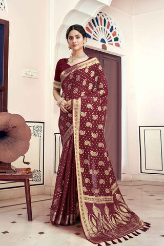 Maroon Georgette Silk Saree _Kumari Sarees