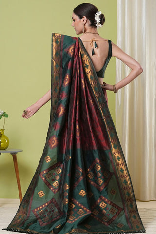 Maroon Banarasi Silk Saree_Kumari Sarees
