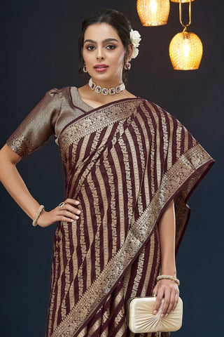 Maroon Pure Georgette Saree_Kumari Sarees