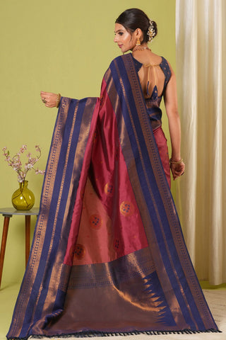 Maroon Banarasi Silk Saree_Kumari Sarees