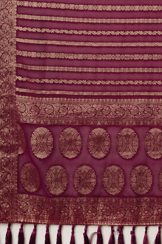 Maroon Pure Georgette with Gold Zari Work