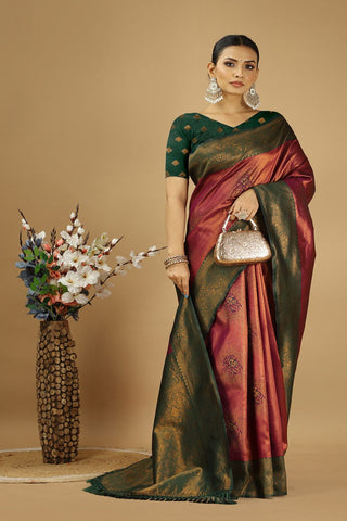Maroon Banarasi Silk Saree_Kumari Sarees