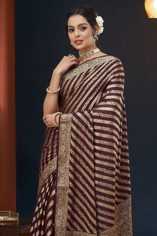 Maroon Pure Georgette Saree_Kumari Sarees