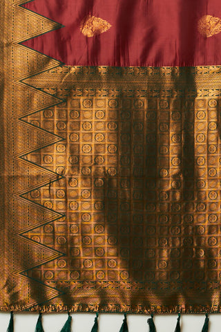 Maroon Banarasi Silk Saree_Kumari Sarees