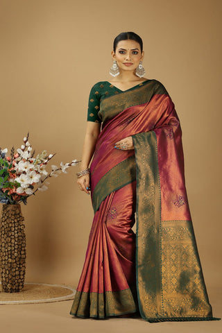 Maroon Banarasi Silk Saree_Kumari Sarees