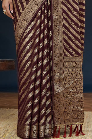 Maroon Pure Georgette Saree_Kumari Sarees