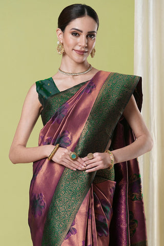 Maroon Banarasi Silk Saree_Kumari Sarees