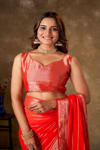 Maroon Georgette Silk Saree_Kumari Sarees