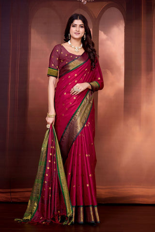 Maroon Pure Aura South Soft Silk Pattu Saree_Kumari Sarees