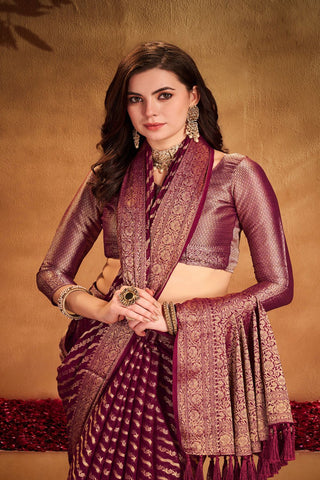 Maroon Georgette Silk Saree_Kumari Sarees