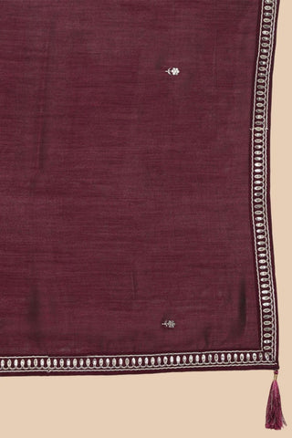 Maroon Plain Silk Embroidery Kurta Set_Kumari Sarees