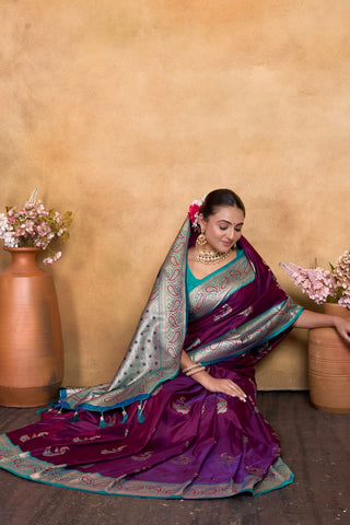 Maroon Banarasi Silk Saree Zari With Rich Pallu_Kumari Sarees