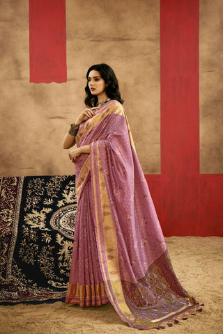 Maroon Patola Handloom Weaving Silk Saree_Kumari Sarees