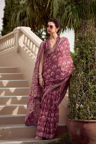 Maroon Pure Mulmul Silk Saree