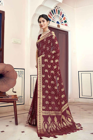 Maroon Georgette Silk Saree _Kumari Sarees