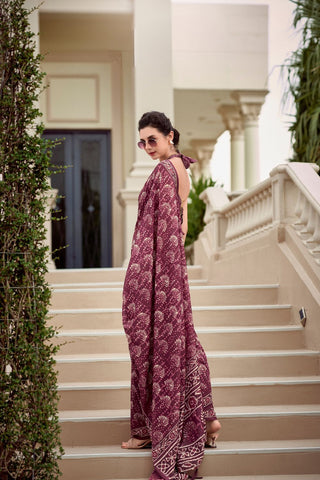 Maroon Pure Mulmul Silk Saree