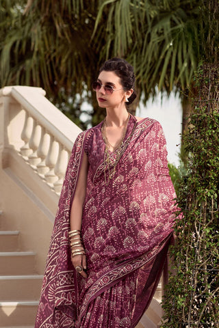 Maroon Pure Mulmul Silk Saree