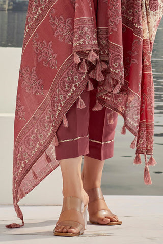 Maroon Cotton Silk With Embroidered Work Kurta Set_Kumari Sarees