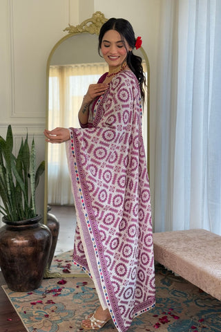 Maroon Reyon Muslin With Embroidery Kurta Set_Kumari Sarees