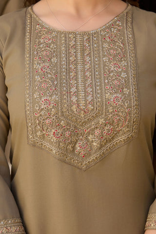 Maroon Reyon Chinon With Embroidery Kurta Set_Kumari Sarees