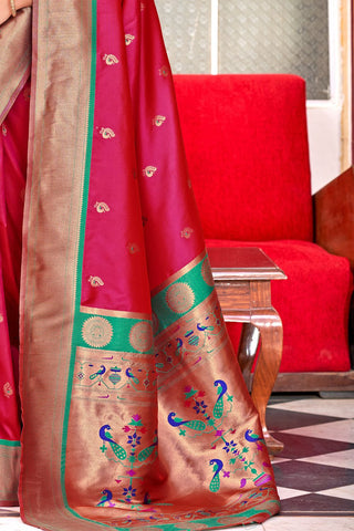 MAROON SOFT PESHWAI PAITHANI SILK SAREE