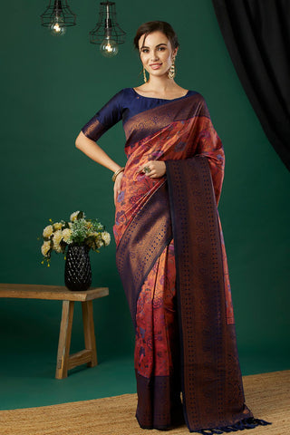 Multi Colour Silk Handloom Weaving Saree